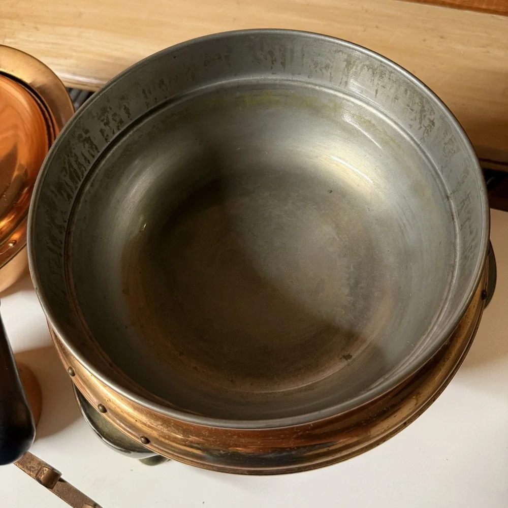 Chafing Dish Copper and Brass Cookware Food Warming Tray Vintage 1960s